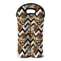 Gold Tropical Skull Pattern Print Double Neoprene Wine Tote