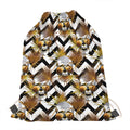 Gold Tropical Skull Pattern Print Drawstring Bag
