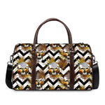 Gold Tropical Skull Pattern Print Duffle Bag