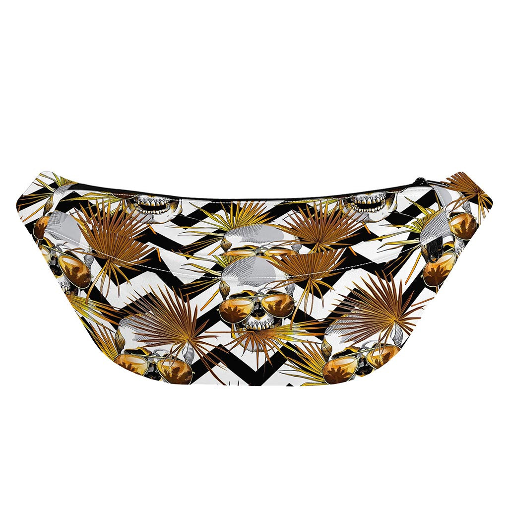Gold Tropical Skull Pattern Print Fanny Pack