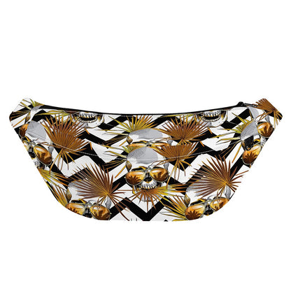 Gold Tropical Skull Pattern Print Fanny Pack