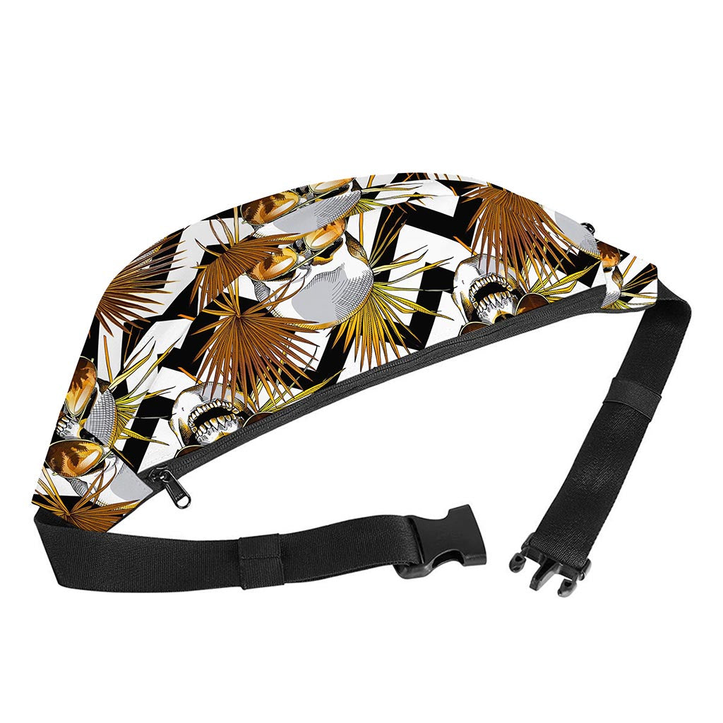 Gold Tropical Skull Pattern Print Fanny Pack