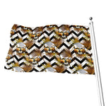 Gold Tropical Skull Pattern Print Flag