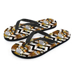 Gold Tropical Skull Pattern Print Flip Flops