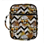 Gold Tropical Skull Pattern Print Front Pocket Bible Bag