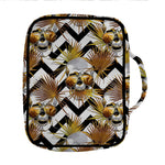 Gold Tropical Skull Pattern Print Front Pocket Bible Bag