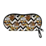 Gold Tropical Skull Pattern Print Glasses Case
