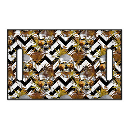 Gold Tropical Skull Pattern Print Golf Cart Seat Cover