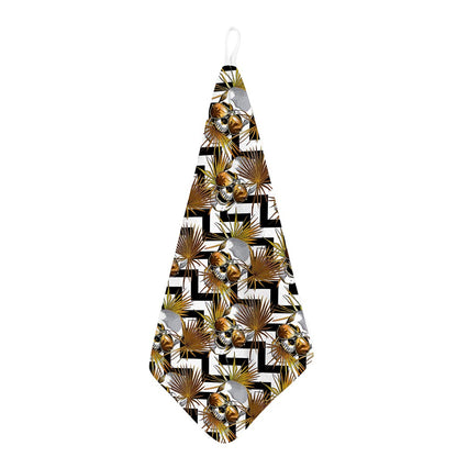 Gold Tropical Skull Pattern Print Hand Towel