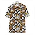 Gold Tropical Skull Pattern Print Hawaiian Shirt