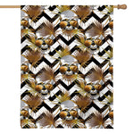 Gold Tropical Skull Pattern Print House Flag