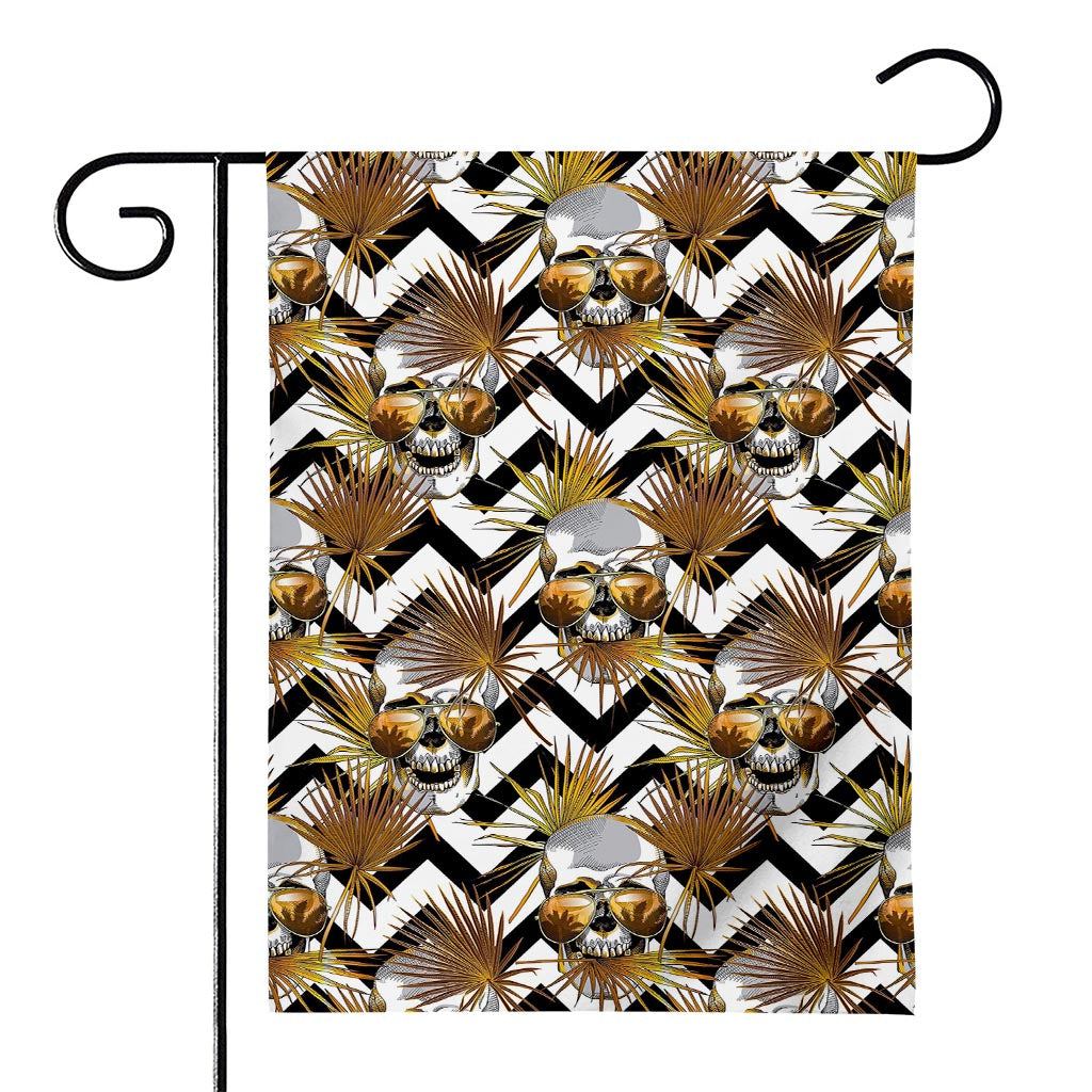 Gold Tropical Skull Pattern Print House Flag