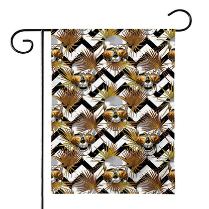 Gold Tropical Skull Pattern Print House Flag
