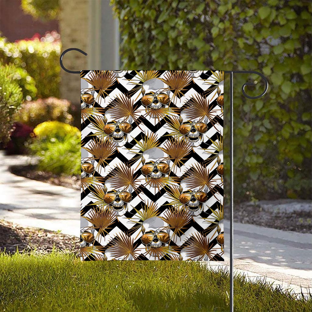 Gold Tropical Skull Pattern Print House Flag