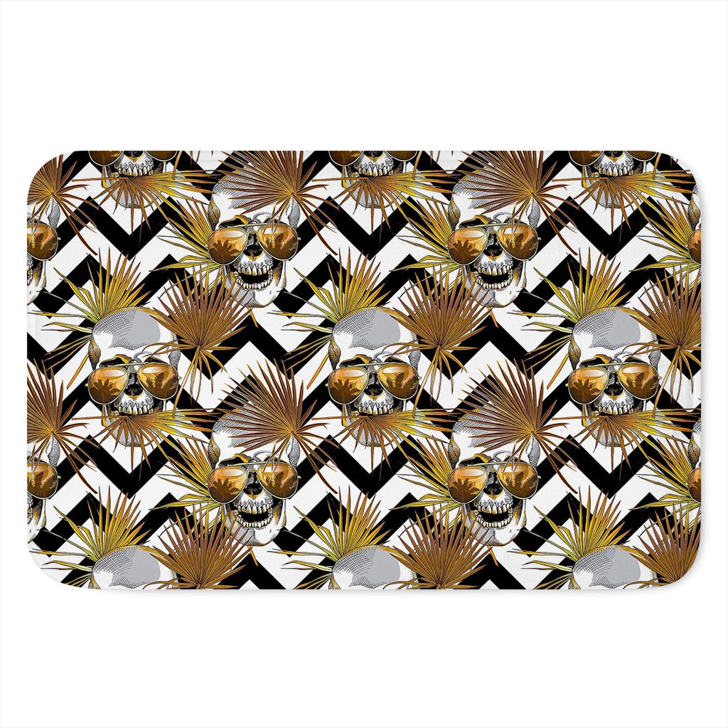 Gold Tropical Skull Pattern Print Indoor Door Mat