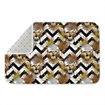 Gold Tropical Skull Pattern Print Indoor Door Mat