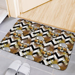 Gold Tropical Skull Pattern Print Indoor Door Mat