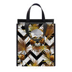 Gold Tropical Skull Pattern Print Insulated Lunch Tote