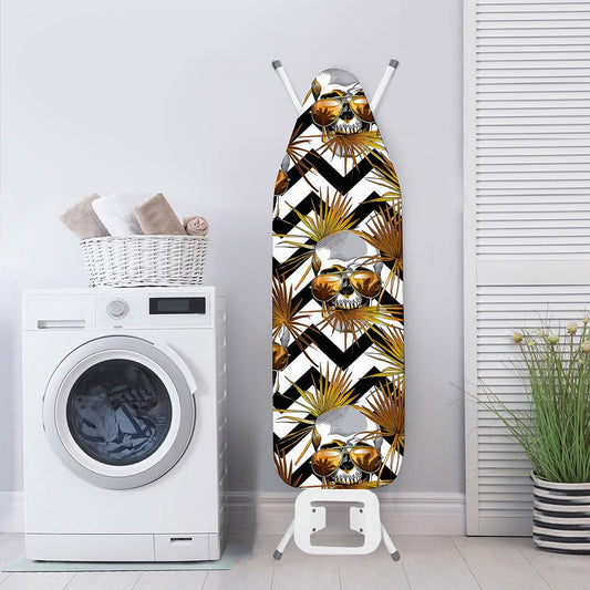 Gold Tropical Skull Pattern Print Ironing Board Cover