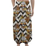 Gold Tropical Skull Pattern Print Lantern Pants