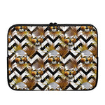 Gold Tropical Skull Pattern Print Laptop Sleeve