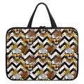 Gold Tropical Skull Pattern Print Laptop Sleeve With Handle