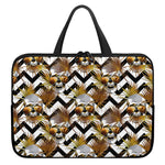 Gold Tropical Skull Pattern Print Laptop Sleeve With Handle