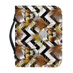 Gold Tropical Skull Pattern Print Leather Bible Cover