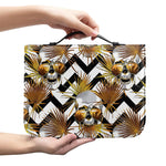 Gold Tropical Skull Pattern Print Leather Bible Cover