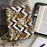Gold Tropical Skull Pattern Print Leather Bible Cover