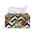 Gold Tropical Skull Pattern Print Leather Tissue Box Cover