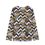 Gold Tropical Skull Pattern Print Long Sleeve Short Coat