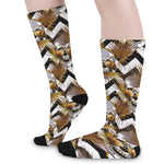 Gold Tropical Skull Pattern Print Long Socks