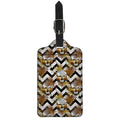 Gold Tropical Skull Pattern Print Luggage Tag