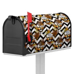 Gold Tropical Skull Pattern Print Mailbox Cover
