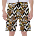 Gold Tropical Skull Pattern Print Men's Beach Shorts