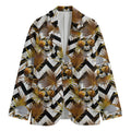 Gold Tropical Skull Pattern Print Men's Blazer