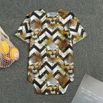 Gold Tropical Skull Pattern Print Men's Bodysuit