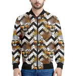Gold Tropical Skull Pattern Print Men's Bomber Jacket