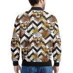 Gold Tropical Skull Pattern Print Men's Bomber Jacket