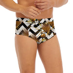Gold Tropical Skull Pattern Print Men's Briefs