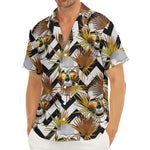 Gold Tropical Skull Pattern Print Men's Deep V-Neck Shirt