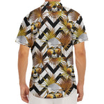 Gold Tropical Skull Pattern Print Men's Deep V-Neck Shirt