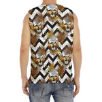 Gold Tropical Skull Pattern Print Men's Fitness Tank Top
