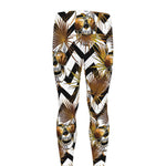Gold Tropical Skull Pattern Print Men's leggings
