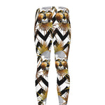 Gold Tropical Skull Pattern Print Men's leggings