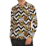 Gold Tropical Skull Pattern Print Men's Long Sleeve Rash Guard