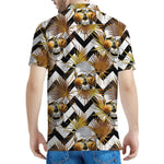 Gold Tropical Skull Pattern Print Men's Polo Shirt