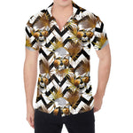 Gold Tropical Skull Pattern Print Men's Shirt