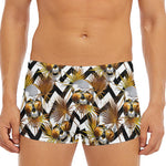 Gold Tropical Skull Pattern Print Men's Short Boxer Briefs